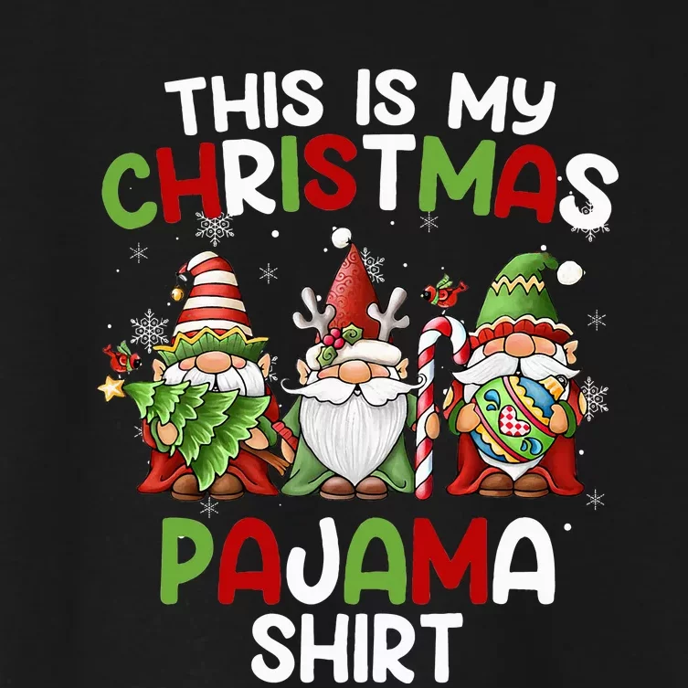 This Is My Christmas Pajama Gnomies Gnome Xmas Holiday Women's Crop Top Tee