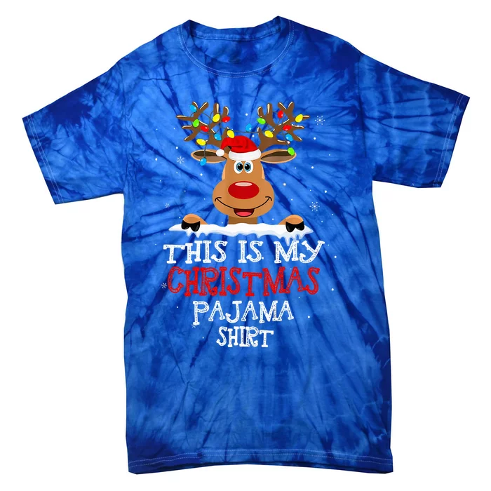 This Is My Christmas Pajama Funny Christmas Reindeer Tie-Dye T-Shirt