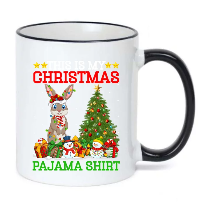 This Is My Christmas Pajamas Bunny Lights Rabbit Christmas Gift Black Color Changing Mug