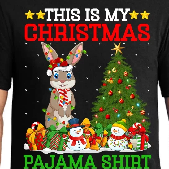 This Is My Christmas Pajamas Bunny Lights Rabbit Christmas Gift Pajama Set