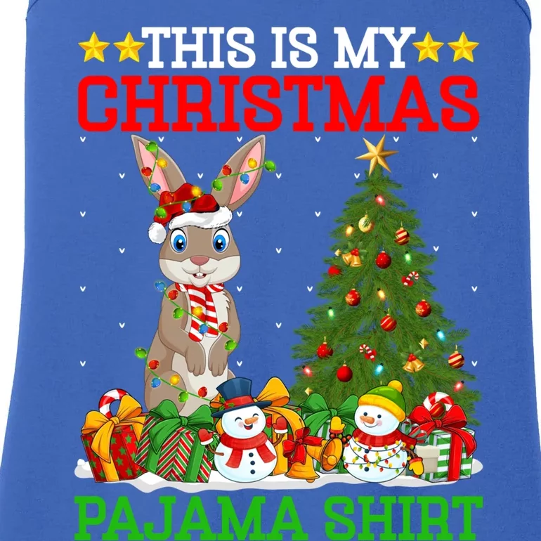 This Is My Christmas Pajamas Bunny Lights Rabbit Christmas Gift Ladies Essential Tank