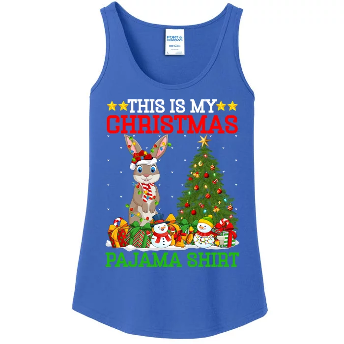 This Is My Christmas Pajamas Bunny Lights Rabbit Christmas Gift Ladies Essential Tank