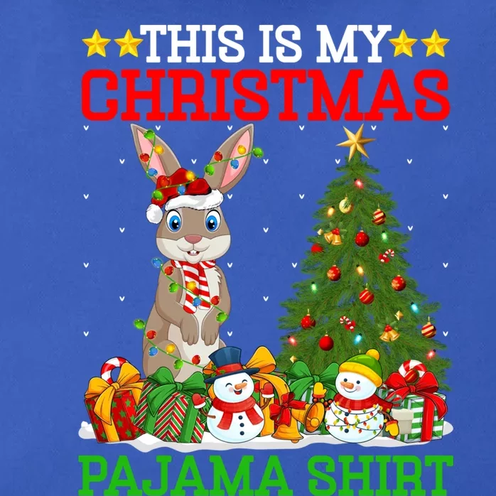 This Is My Christmas Pajamas Bunny Lights Rabbit Christmas Gift Zip Tote Bag