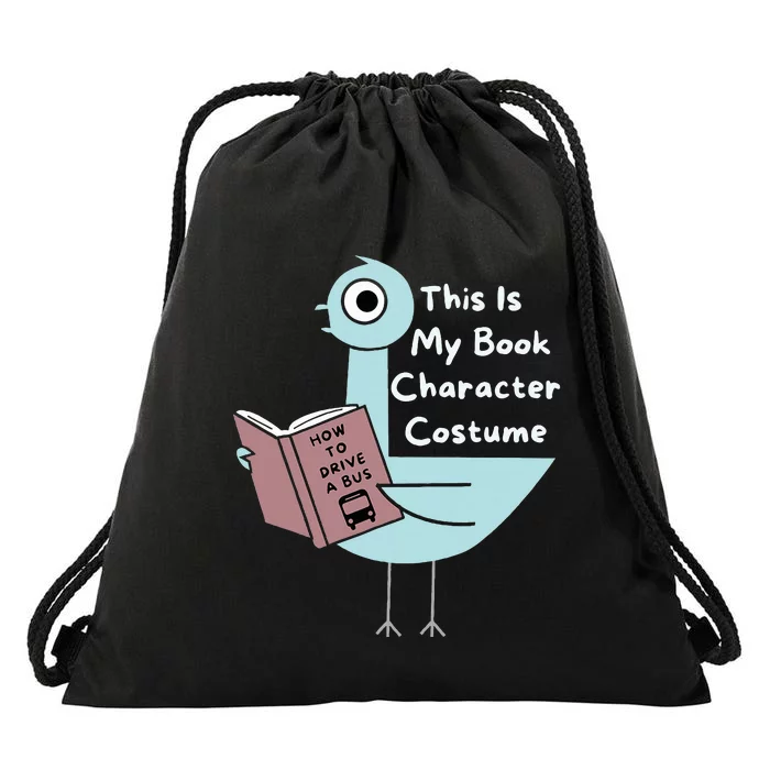 This Is My Book Character Costume Funny Pigeon Reading Drawstring Bag