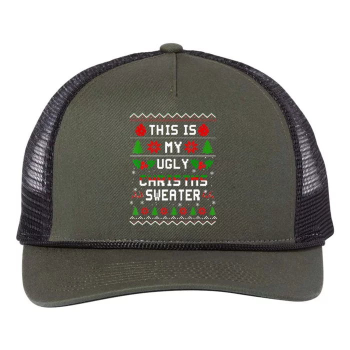 This Is My Ugly Sweater Funny Christmas Xmas Holiday Xmas Retro Rope Trucker Hat Cap