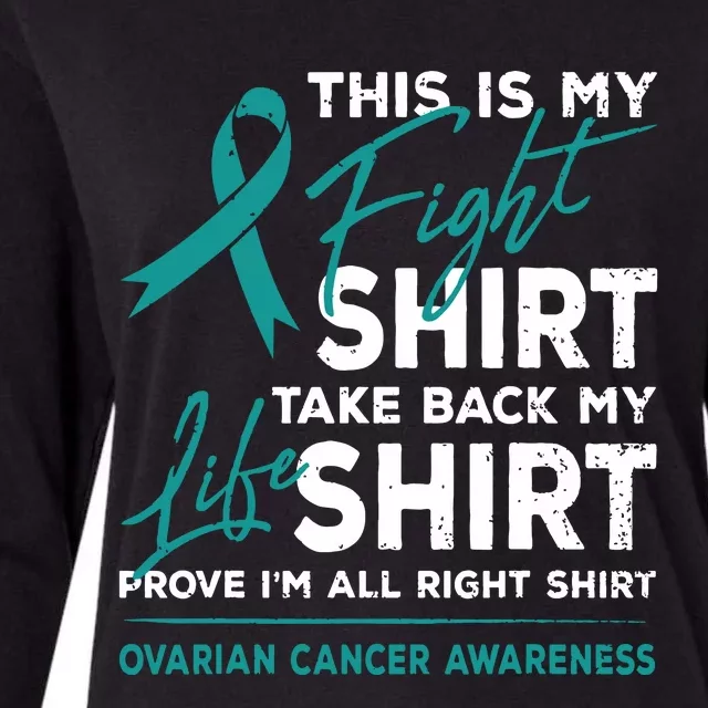 This Is My Fight Ovarian Cancer Awareness Teal Ribbon Womens Cotton Relaxed Long Sleeve T-Shirt