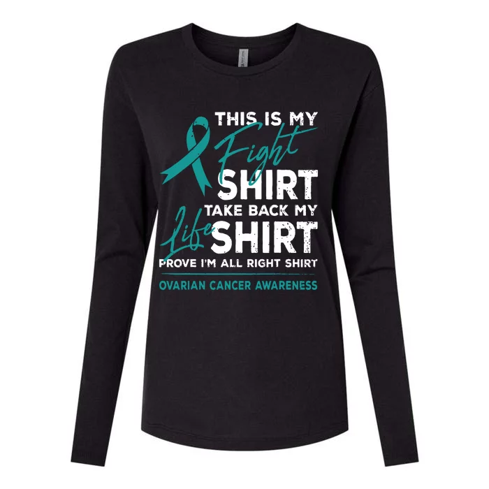 This Is My Fight Ovarian Cancer Awareness Teal Ribbon Womens Cotton Relaxed Long Sleeve T-Shirt