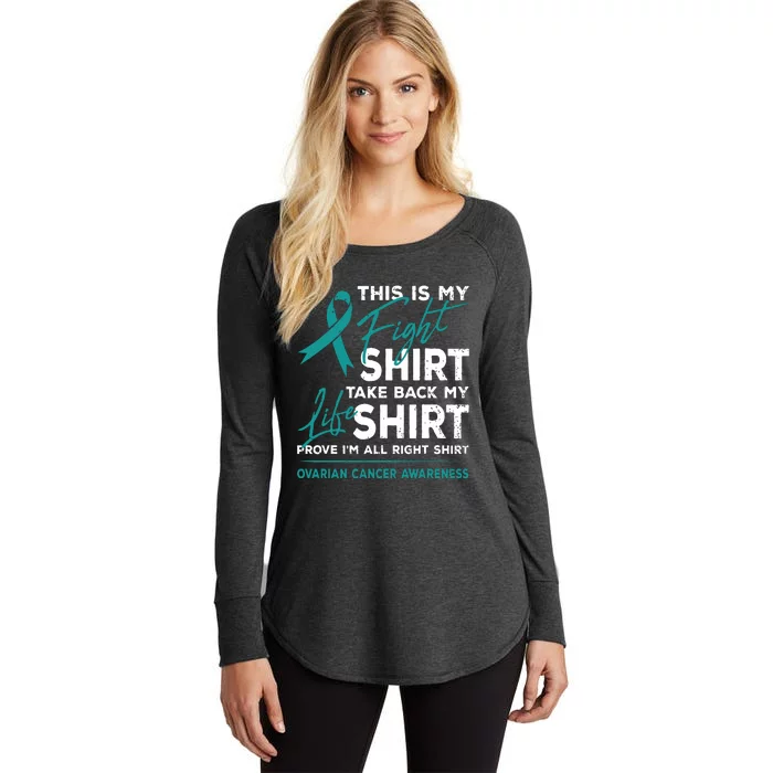 This Is My Fight Ovarian Cancer Awareness Teal Ribbon Women's Perfect Tri Tunic Long Sleeve Shirt