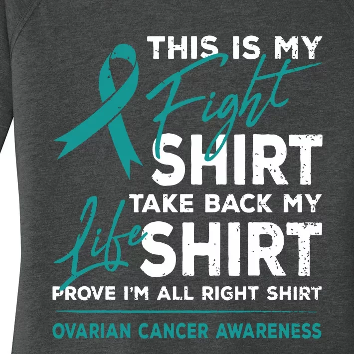 This Is My Fight Ovarian Cancer Awareness Teal Ribbon Women's Perfect Tri Tunic Long Sleeve Shirt