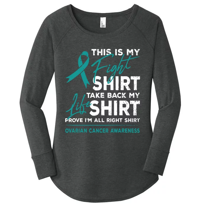 This Is My Fight Ovarian Cancer Awareness Teal Ribbon Women's Perfect Tri Tunic Long Sleeve Shirt