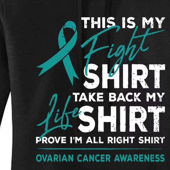 This Is My Fight Ovarian Cancer Awareness Teal Ribbon Women's Pullover Hoodie