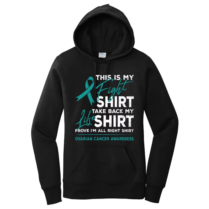 This Is My Fight Ovarian Cancer Awareness Teal Ribbon Women's Pullover Hoodie