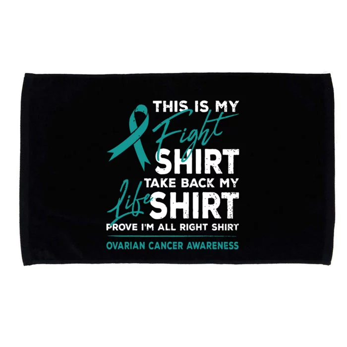 This Is My Fight Ovarian Cancer Awareness Teal Ribbon Microfiber Hand Towel