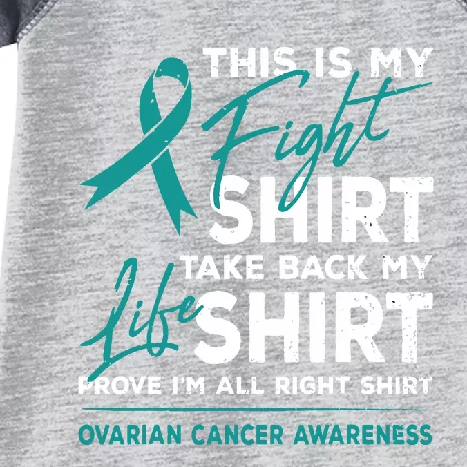 This Is My Fight Ovarian Cancer Awareness Teal Ribbon Infant Baby Jersey Bodysuit