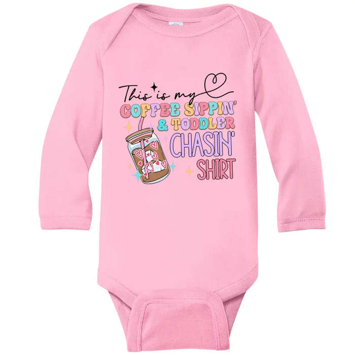 This Is My Coffee Sippin & Chasin Baby Long Sleeve Bodysuit