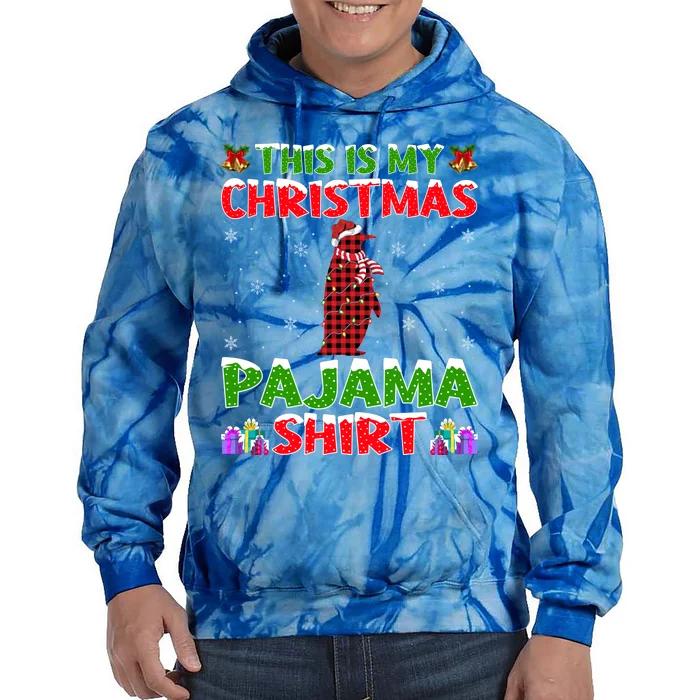 This Is My Christmas Pajamas Buffalo Plaid Penguin Christmas Cute Gift Tie Dye Hoodie