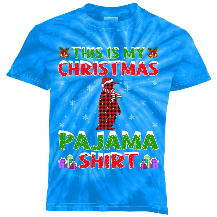 This Is My Christmas Pajamas Buffalo Plaid Penguin Christmas Cute Gift Kids Tie-Dye T-Shirt