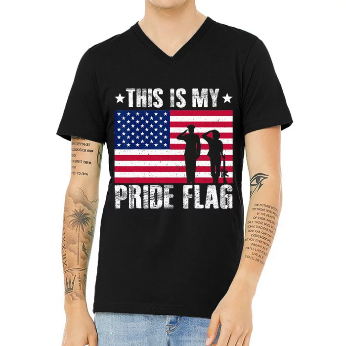 This Is My Pride Flag USA American 4th Of July Patriotic V-Neck T-Shirt