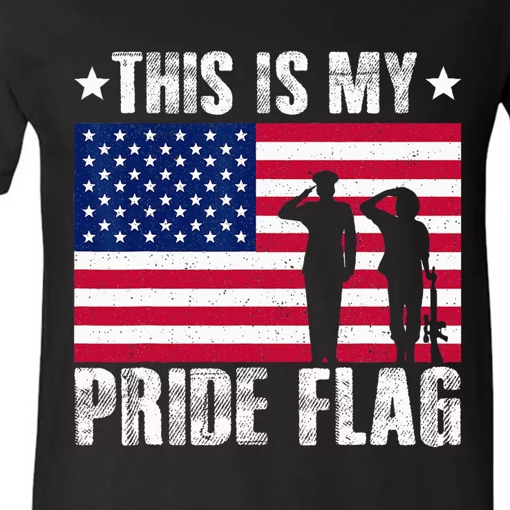 This Is My Pride Flag USA American 4th Of July Patriotic V-Neck T-Shirt