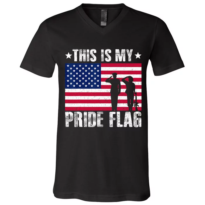 This Is My Pride Flag USA American 4th Of July Patriotic V-Neck T-Shirt