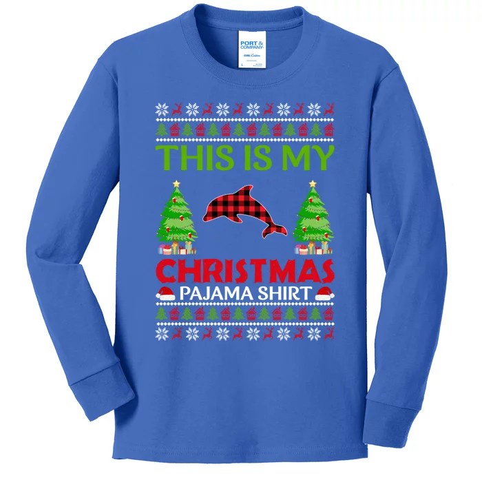 This Is My Dolphin Xmas Pajama Funny Ugly Sweater Christmas Great Gift Kids Long Sleeve Shirt