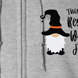 This Is My Resting Witch Face Funny Halloween Gnome Funny Gift Full Zip Hoodie