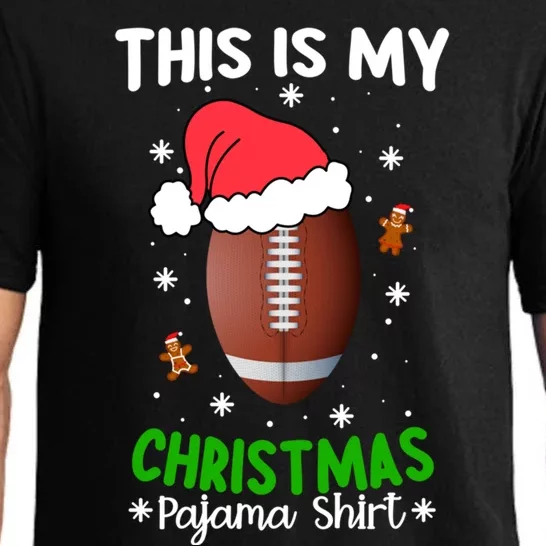 This Is My Christmas Pajama Football Reindeer Santa Hat Funny Gift Pajama Set