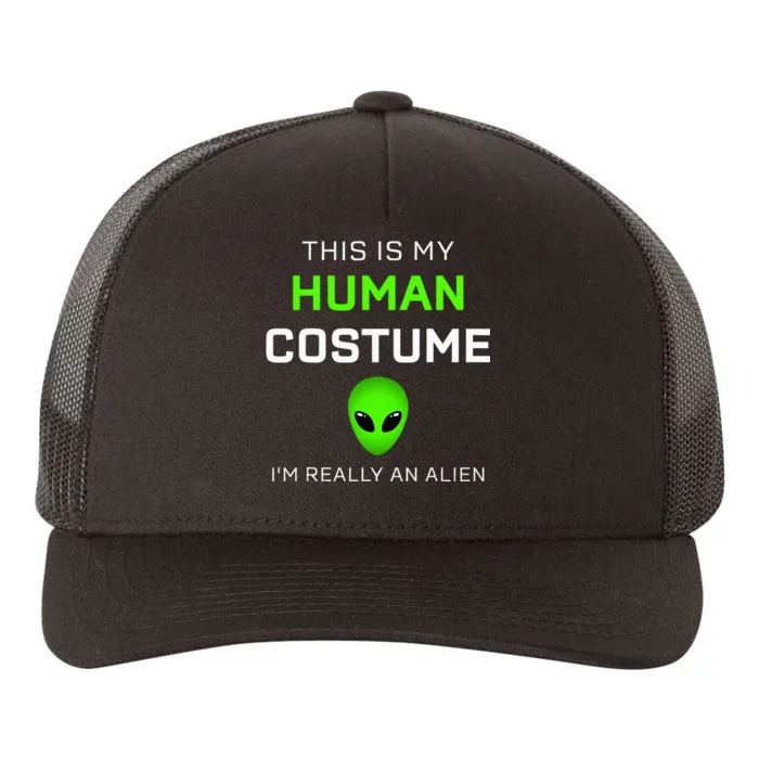 this is my human costume for alien halloween Yupoong Adult 5-Panel Trucker Hat