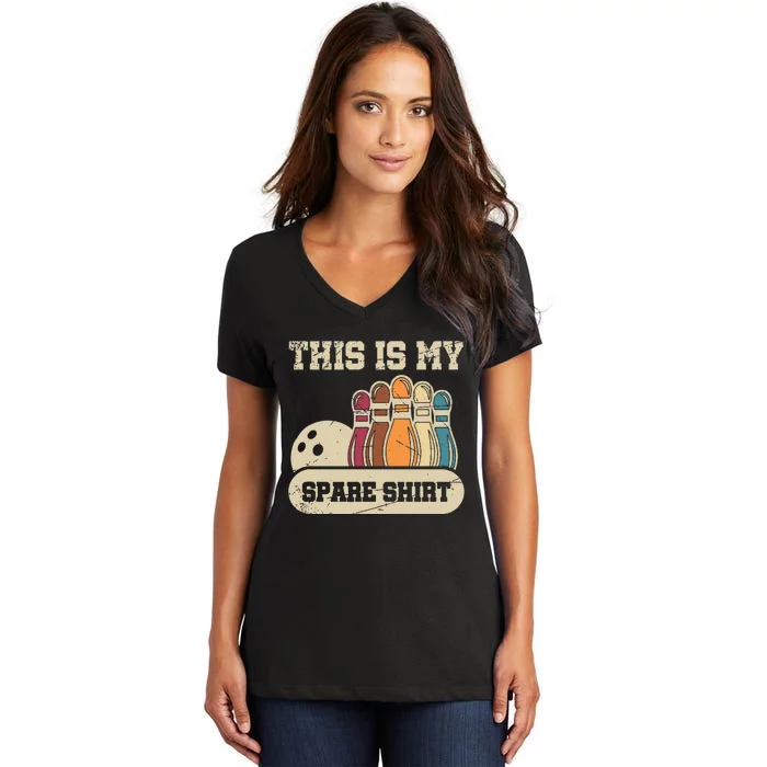 This Is My Spare Bowling Alley Gutter Pins Bowling Women's V-Neck T-Shirt