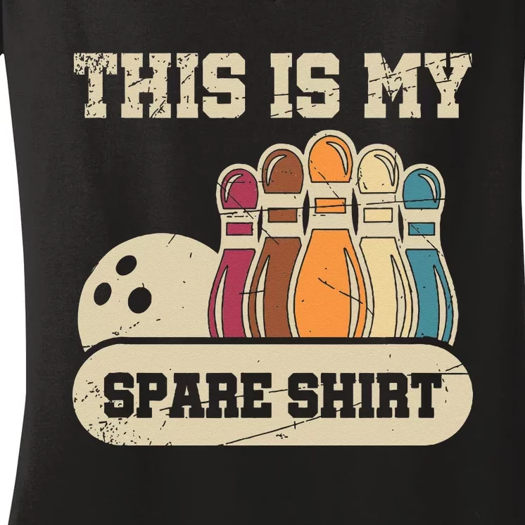 This Is My Spare Bowling Alley Gutter Pins Bowling Women's V-Neck T-Shirt