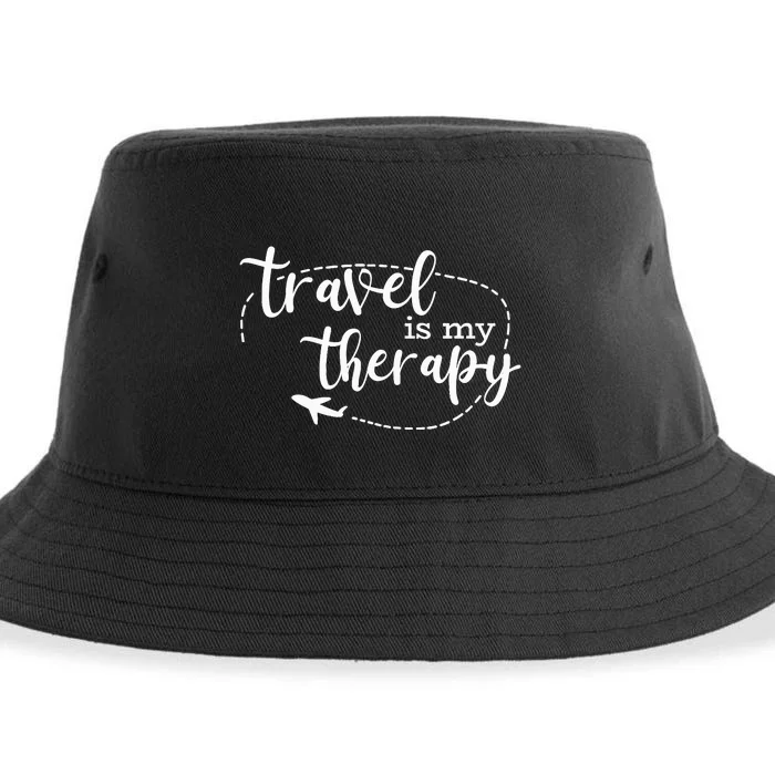 Travel Is My Therapy / World Traveler Love Traveling Quote Sustainable Bucket Hat