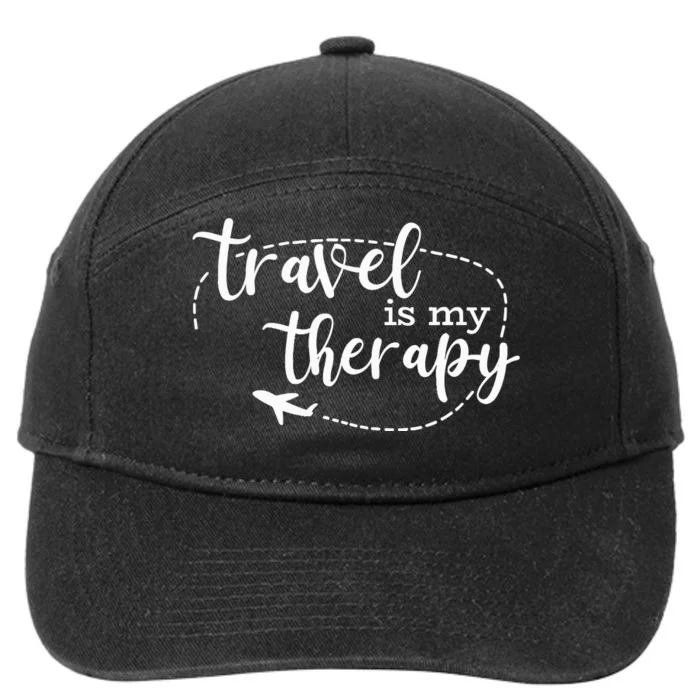 Travel Is My Therapy / World Traveler Love Traveling Quote 7-Panel Snapback Hat