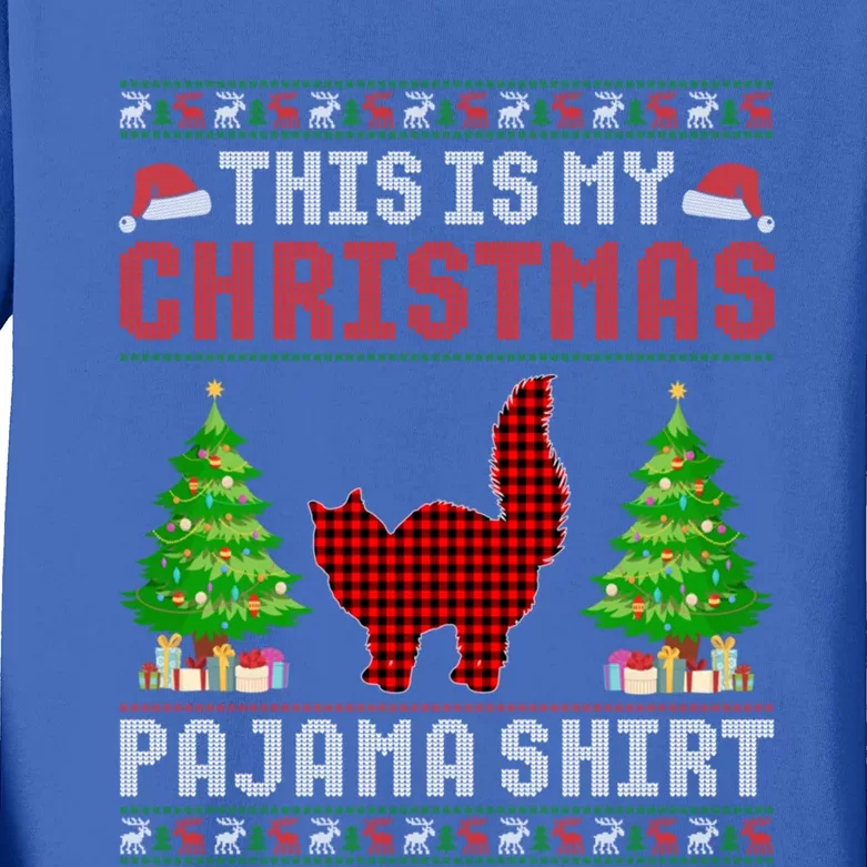 This Is My Christmas Pajama Ragdoll Cat Ugly Sweater Funny Gift Kids Long Sleeve Shirt