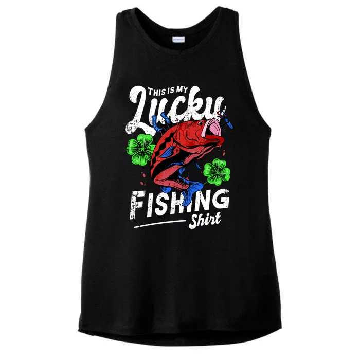 This Is My Lucky Fishing Shirt Ladies Tri-Blend Wicking Tank