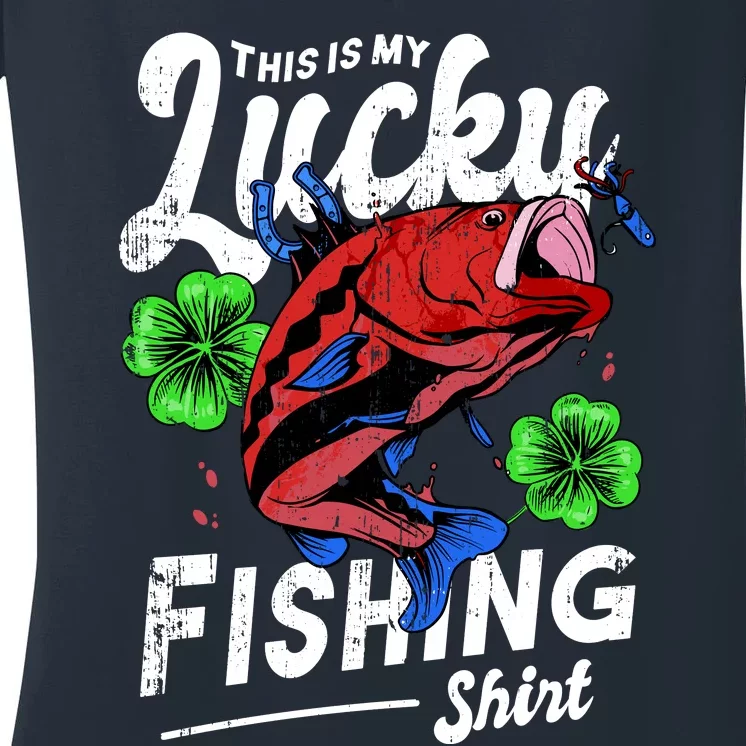 This Is My Lucky Fishing Shirt Women's V-Neck T-Shirt