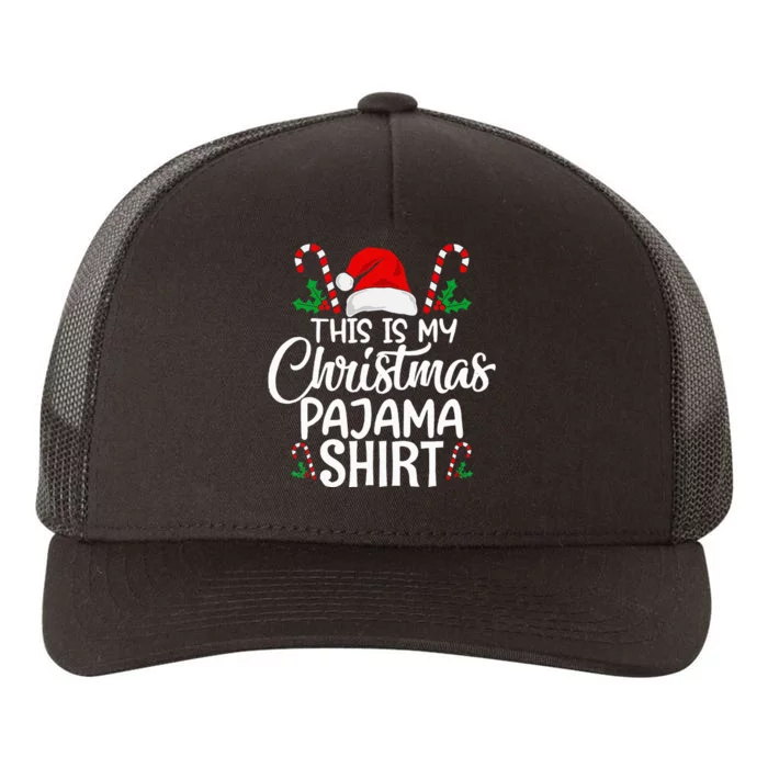 This Is My Christmas Pajama Lights Christmas Matching Yupoong Adult 5-Panel Trucker Hat