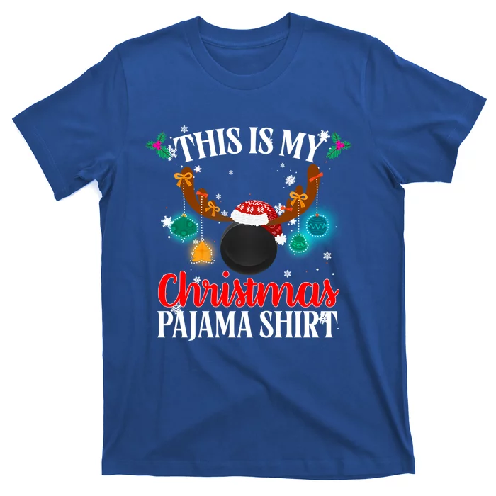 This Is My Christmas Ice Hockey Pajama Lights Santa Xmas Gift T-Shirt