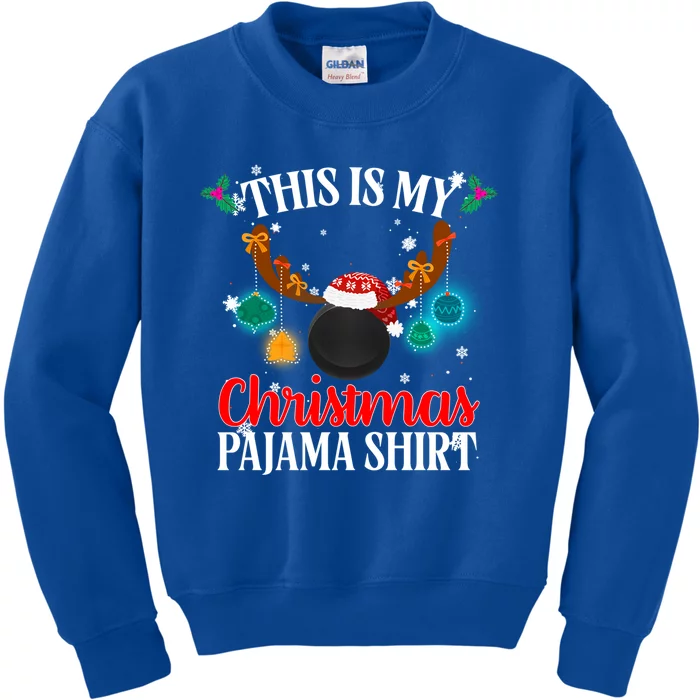 This Is My Christmas Ice Hockey Pajama Lights Santa Xmas Gift Kids Sweatshirt