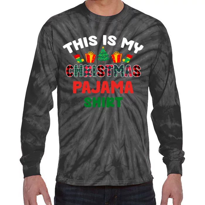 This Is My Christmas Pajama Xmas Matching Women Pjs Tie-Dye Long Sleeve Shirt