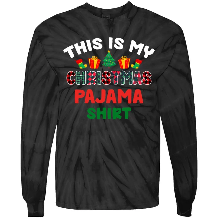 This Is My Christmas Pajama Xmas Matching Women Pjs Tie-Dye Long Sleeve Shirt