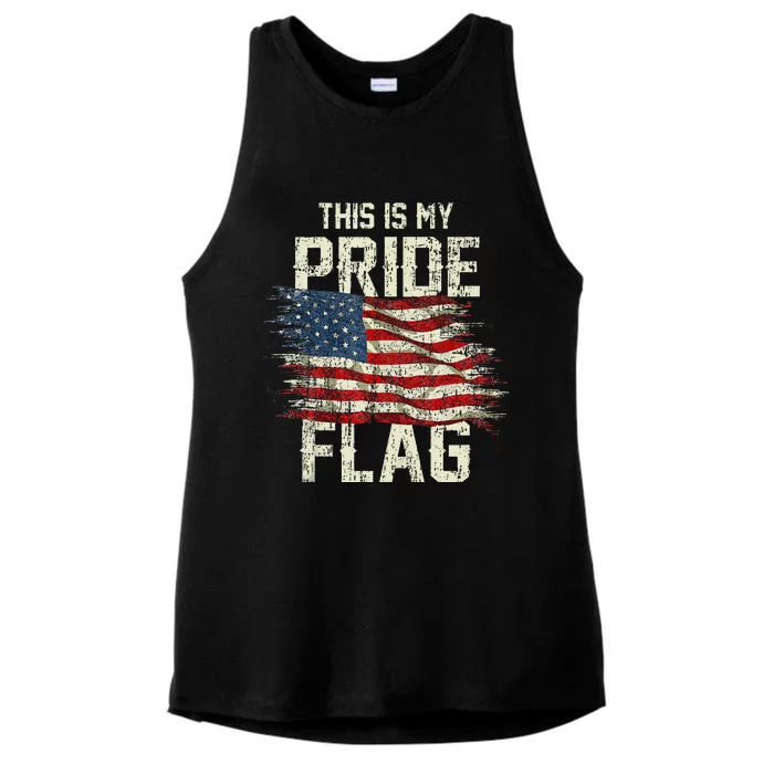 This Is My Pride Flag USA American 4th Of July Patriotic Tank Top Ladies Tri-Blend Wicking Tank