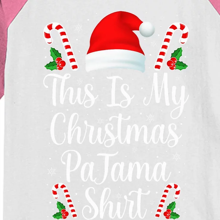 This Is My Christmas Pajama Funny Family Matching Xmas Kids Colorblock Raglan Jersey