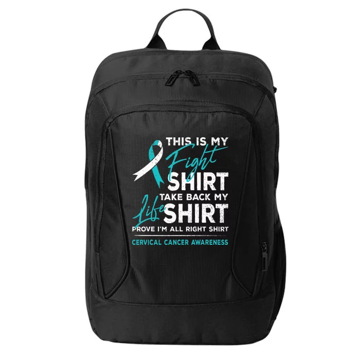 This Is My Fight Cervical Cancer Awareness White Teal Ribbon City Backpack