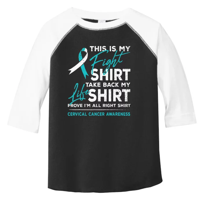 This Is My Fight Cervical Cancer Awareness White Teal Ribbon Toddler Fine Jersey T-Shirt