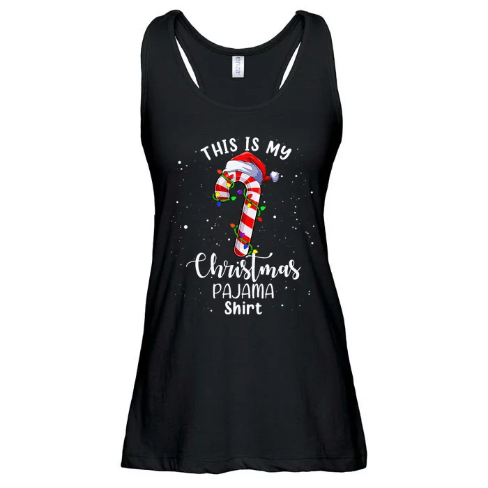 This Is My Christmas Pajama Candy Cane Ladies Essential Flowy Tank