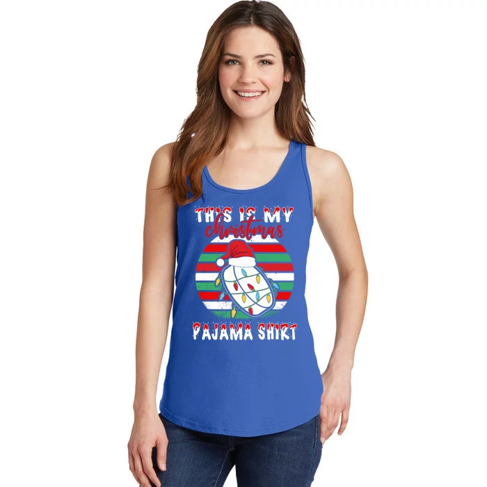 This Is My Christmas Pajama Ice Hockey Santa Hat Xmas Lights Meaningful Gift Ladies Essential Tank