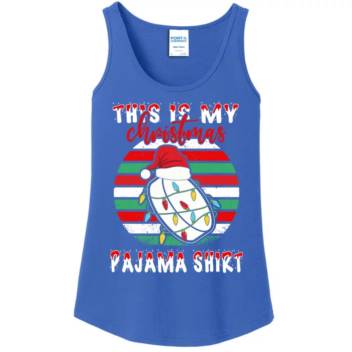 This Is My Christmas Pajama Ice Hockey Santa Hat Xmas Lights Meaningful Gift Ladies Essential Tank