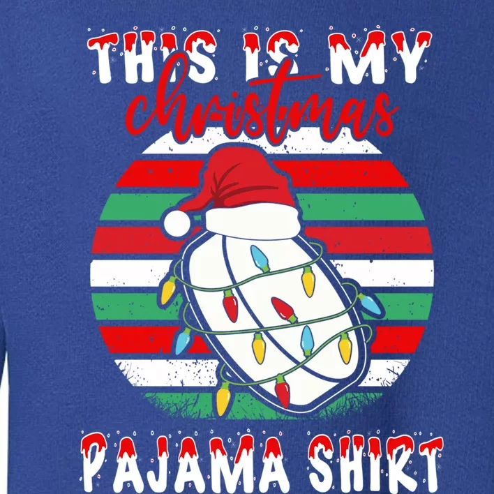 This Is My Christmas Pajama Ice Hockey Santa Hat Xmas Lights Meaningful Gift Toddler Sweatshirt