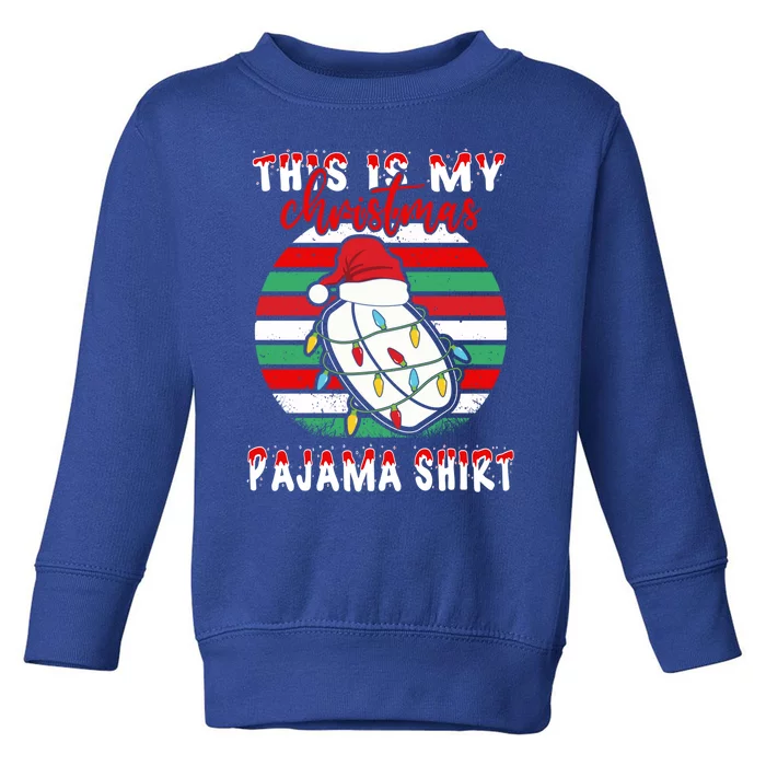 This Is My Christmas Pajama Ice Hockey Santa Hat Xmas Lights Meaningful Gift Toddler Sweatshirt