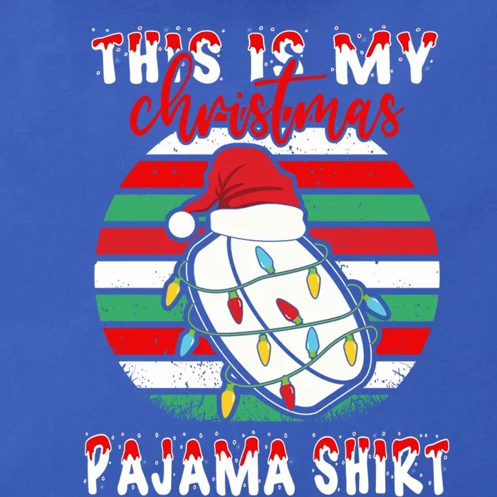 This Is My Christmas Pajama Ice Hockey Santa Hat Xmas Lights Meaningful Gift Zip Tote Bag